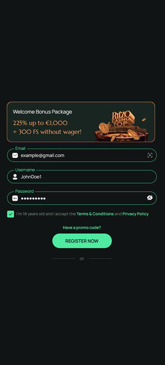 Ritzo Registrierungsprozess auf dem Handy Ritzo Registrierungsprozess auf dem Handy